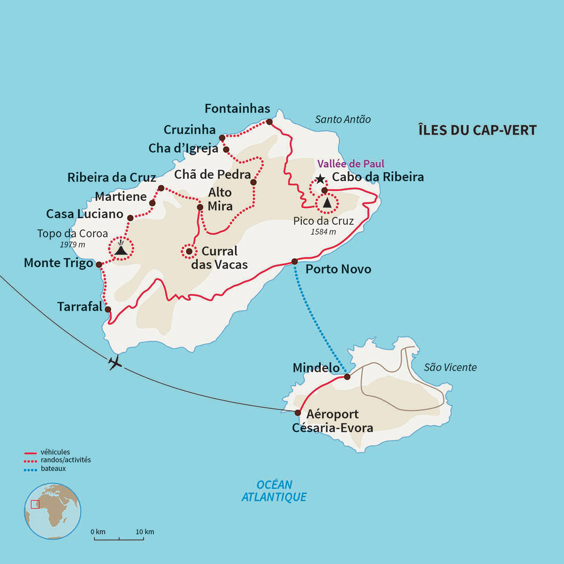 Carte Cap-vert : La grande traversée de Santo Antão