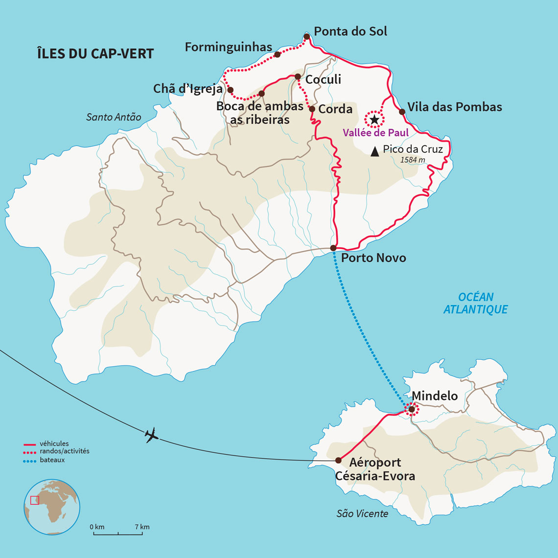 Carte Cap-vert : Aventure et randos capverdiennes