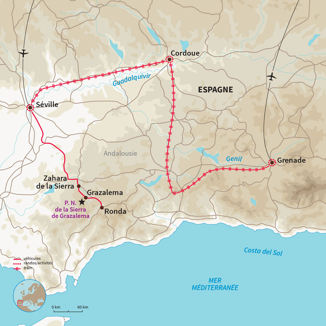 Carte Espagne : L'essentiel de l'Andalousie 