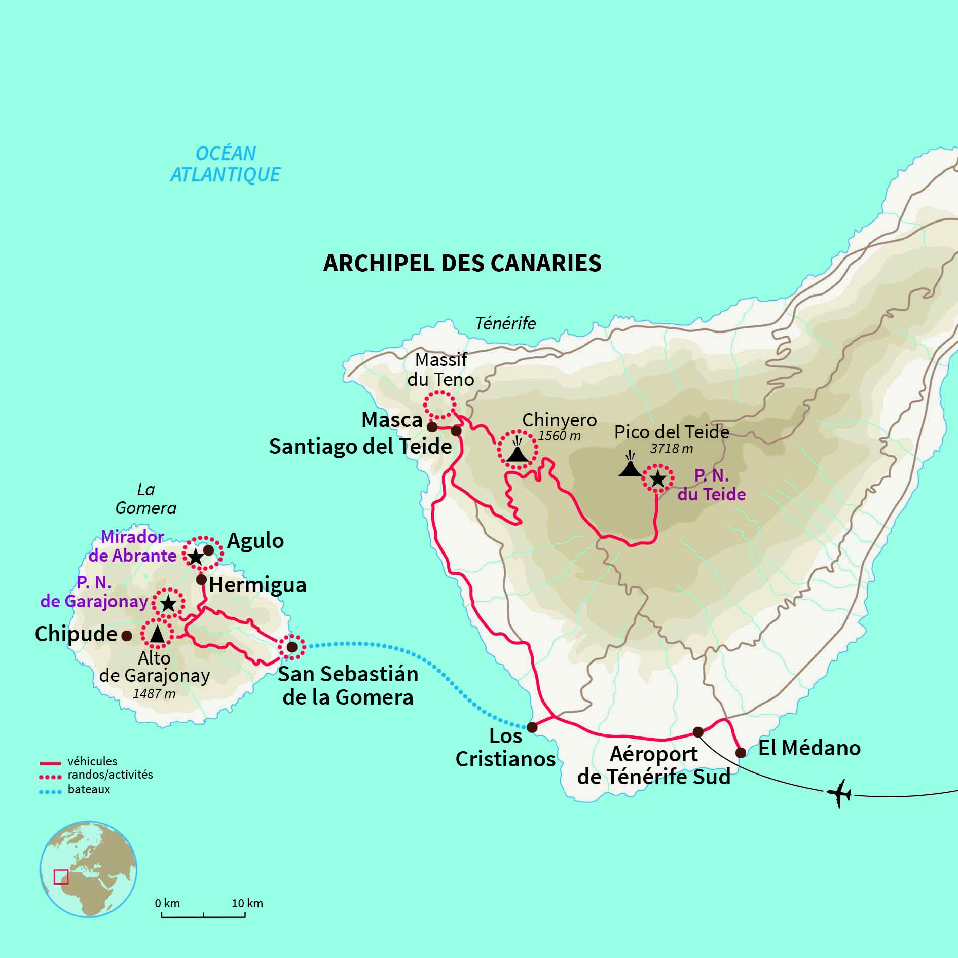 Carte Espagne : Tenerife et la Gomera