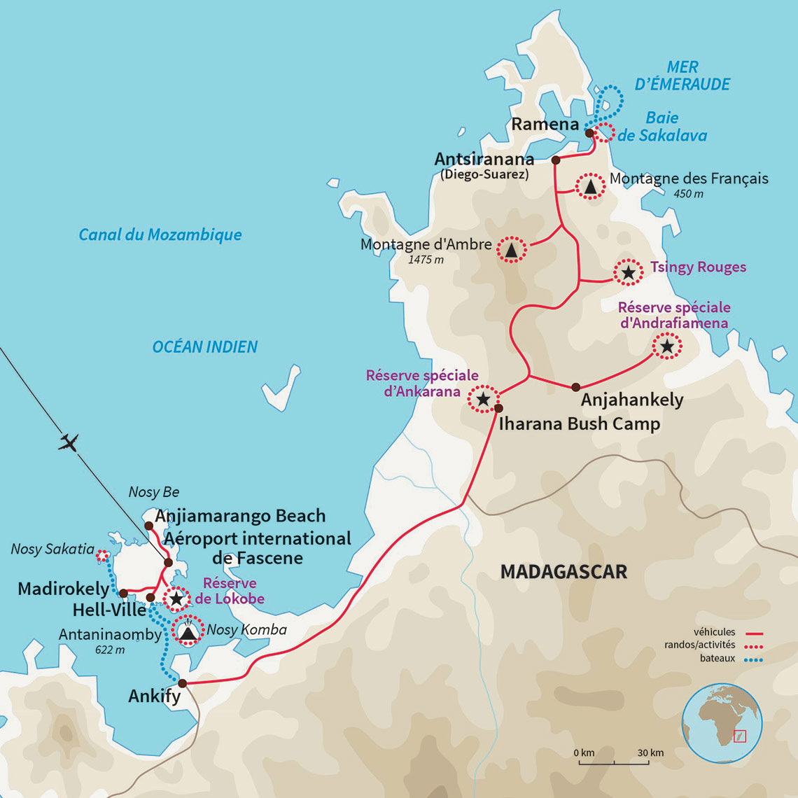 Carte Madagascar : Les merveilles du Nord en lodge !