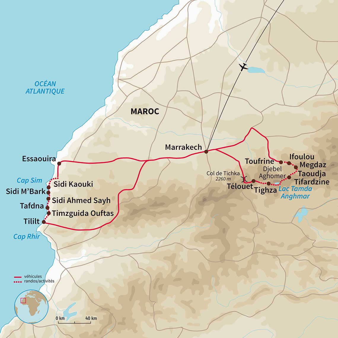 Carte Maroc : De la Tessaout à l'Atlantique