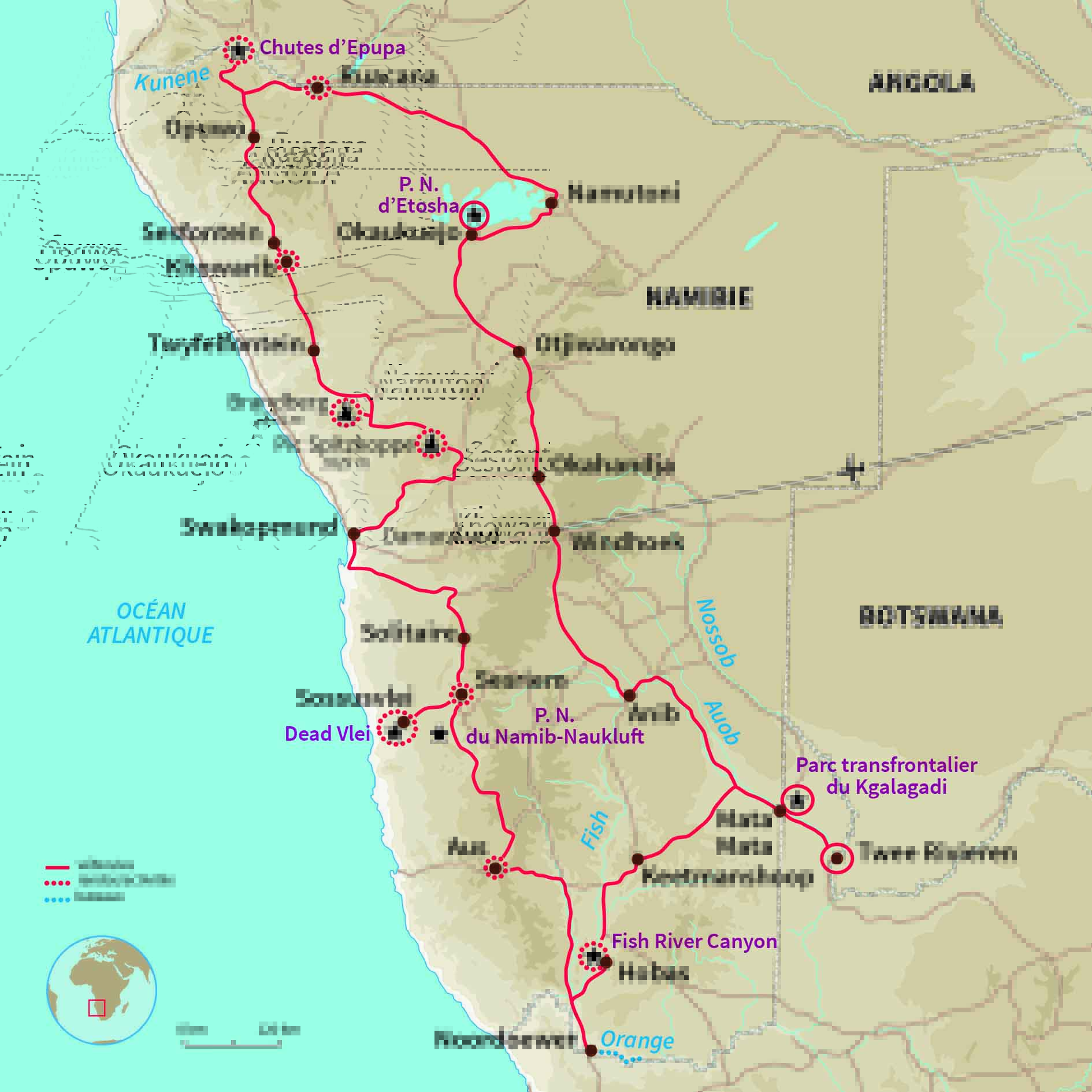Carte Namibie : Grande découverte de la Namibie !